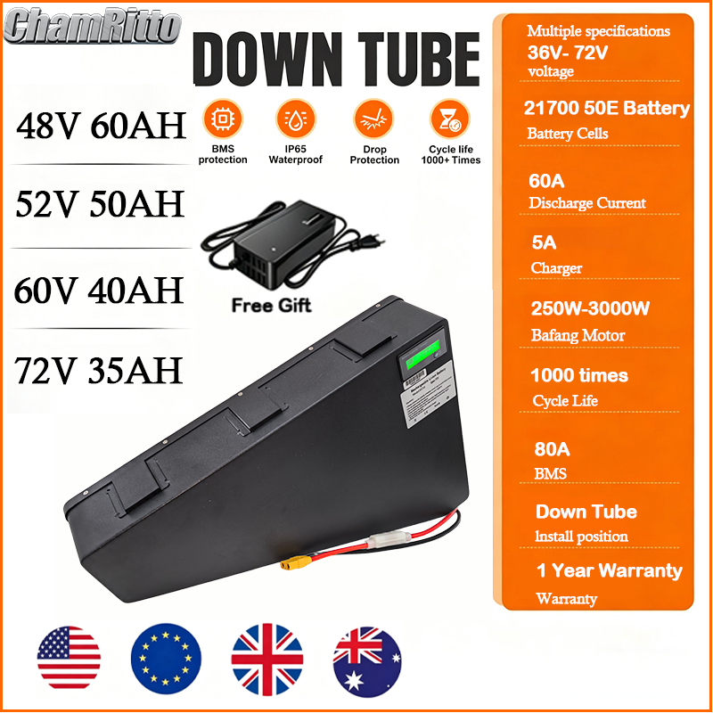 72V 50Ah 21700 Lithium Battery - 전기 자전거 60V 72V 3000W 삼각형