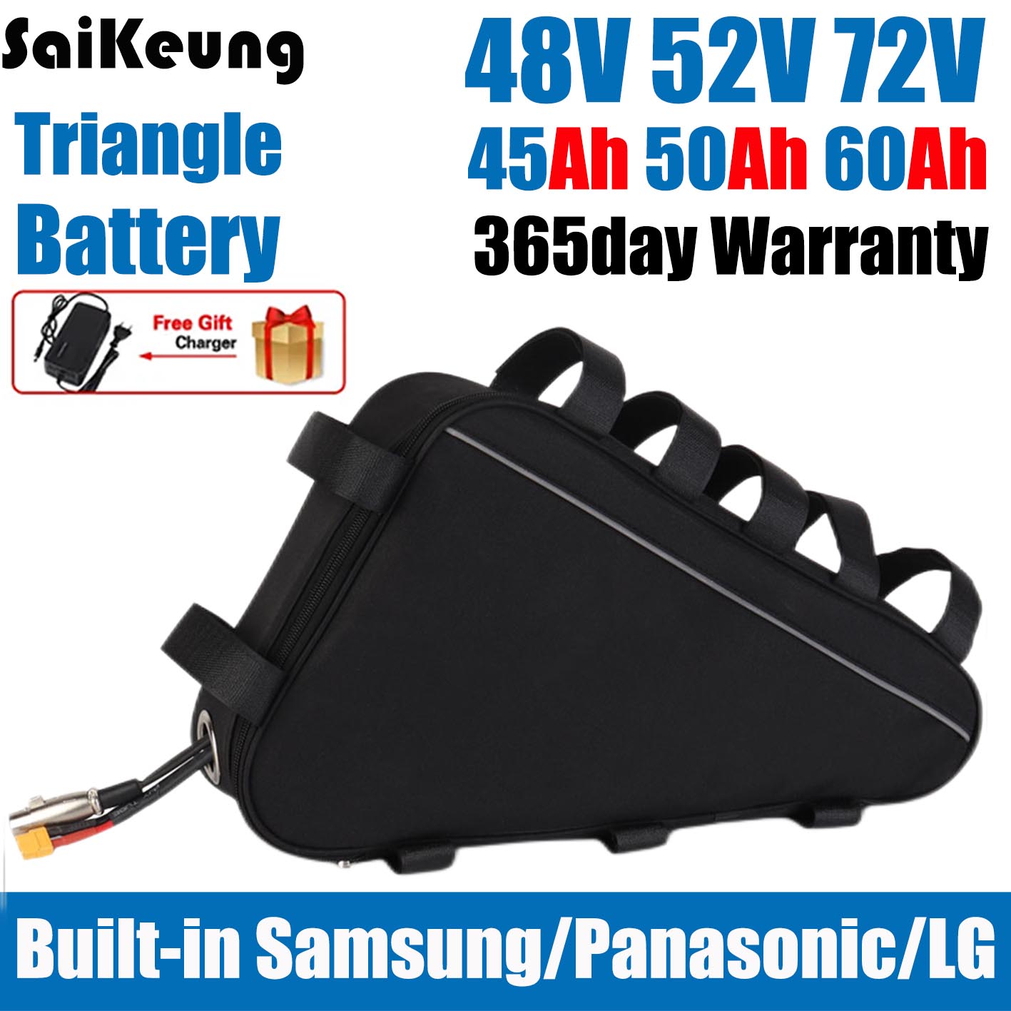 72V 50Ah 21700 Lithium Battery - 챔 전기 자전거 트라이앵글 48V 45AH