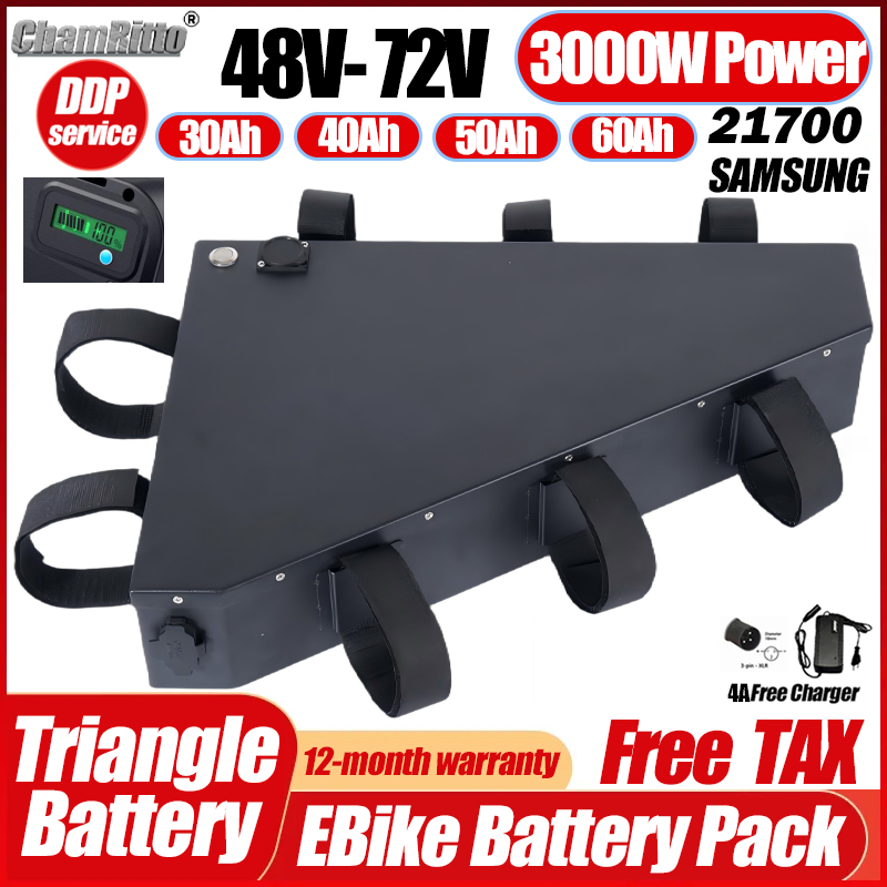 72V 50Ah 21700 Lithium Battery - 전기 자전거 36V 48V 52V 2000W