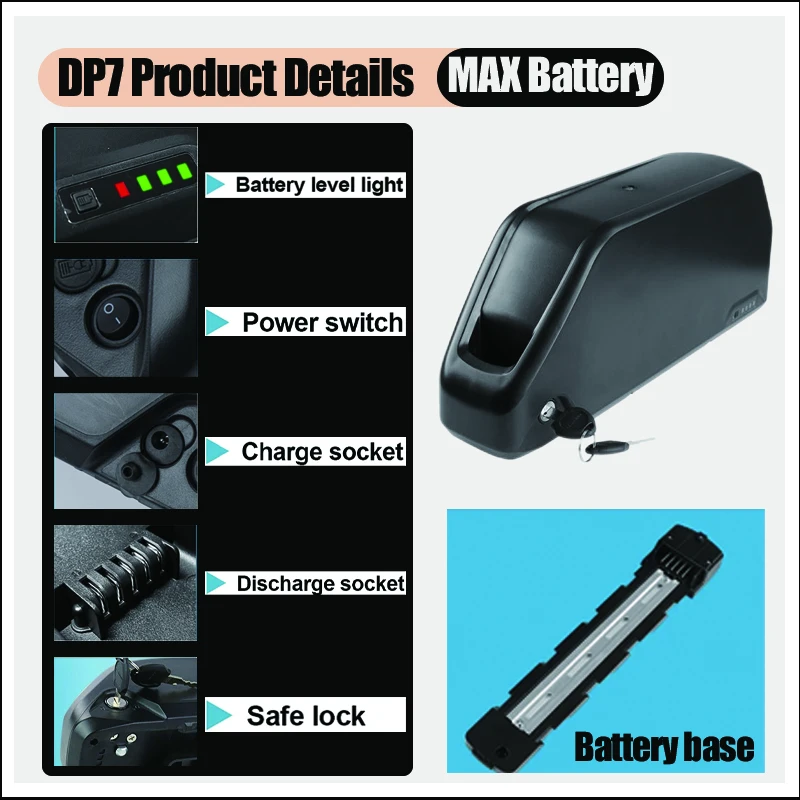 폴리 전기 자전거 배터리 다운튜브 하일롱 DP7 48V - 72V 50Ah 21700 Lithium Battery 리뷰 및 가격