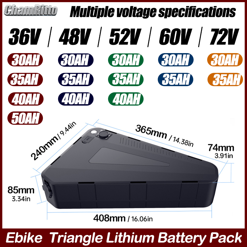 전기 자전거 60v72v 3000w 삼각형 배터리 36 - 72V 50Ah 21700 Lithium Battery 리뷰 및 가격