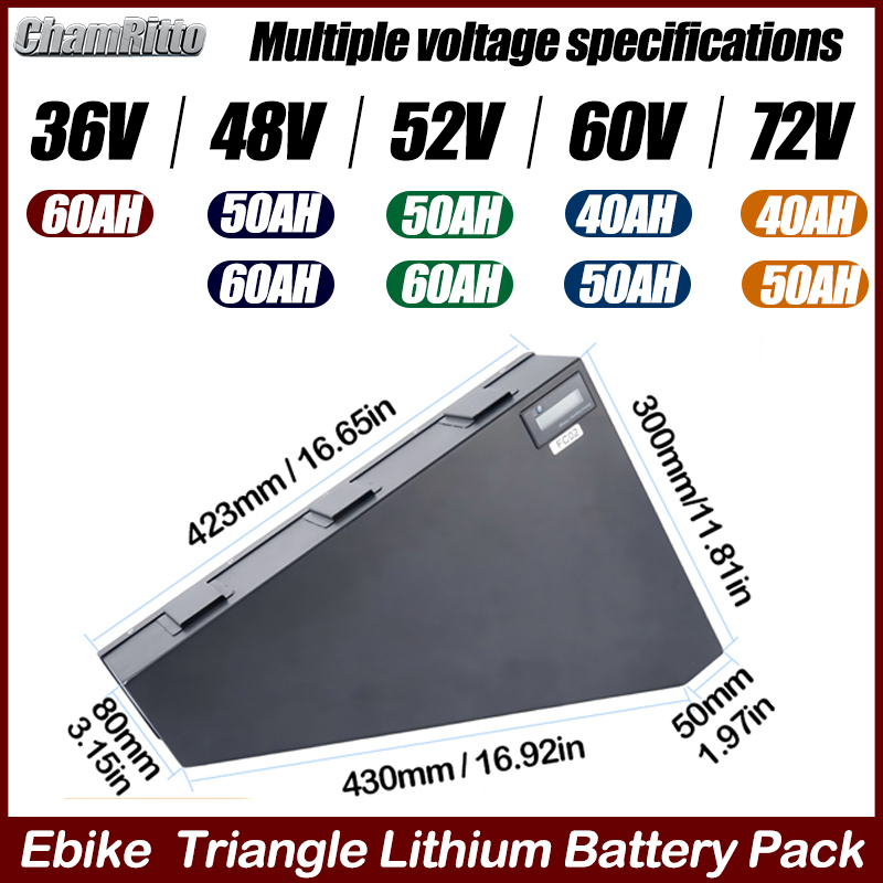 전기 자전거 60v72v 3000w 삼각형 배터리 36 - 72V 50Ah 21700 Lithium Battery 리뷰 및 가격